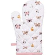 Clayre & Eef Ovenwant  18x30 cm Beige Roze Katoen Vlinders Ovenhandsch...