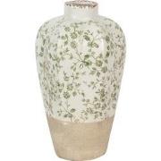 Clayre & Eef Vaas Ø 21x34 cm Beige Groen Keramiek