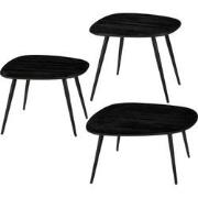Mica Decorations Bijzettafel Jailey - 62x52x34 cm - Hout - Zwart- Set ...