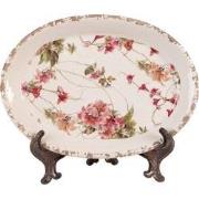 Clayre & Eef Onderbord  25x18x3 cm Beige Keramiek Bloemen