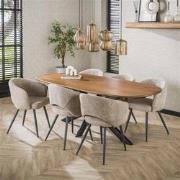 Hoyz Collection - Eetkamertafel 215cm Cliff Ovale Buis - Massief Mango...