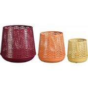 Mica Decorations Lantaarn Purple - 21x21x19 cm - Ijzer - Paars - Set v...