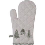 Clayre & Eef Ovenwant  18x30 cm Beige Groen Katoen Dennenbomen Ovenhan...