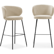 Set van 2 krukken in stof met zwarte metalen poten H65 cm - RUSH