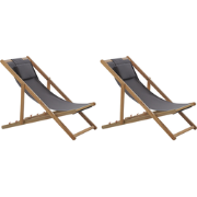 Beliani AVELLINO - Tuinligstoel-Grijs-Polyester, Acaciahout