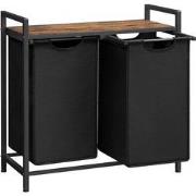Wasmand met 2 zakken van zwart Oxford-stof en metalen frame - L73 x H7...
