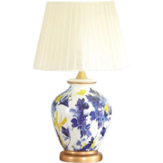 Fine Asianliving Chinese Tafellamp Porselein Wit Abstract Bloemen