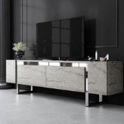 TV Meubel Travertijn Yildiz 180x50x30 - Zilver Frame