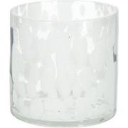 Theelichthouder glas 8cm wit
