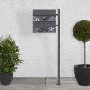 Brievenbus 37x36,5x11 cm antraciet/wit marmerlook staal ML-Design