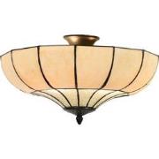 LumiLamp Plafondlamp Tiffany  Ø 46x25 cm  Beige Metaal Glas Plafonnier...