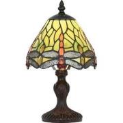 LumiLamp Tiffany Tafellamp  Ø 18x30 cm Groen Glas Kunststof Libelle Ti...