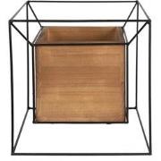Clayre & Eef Plantenstandaard  26x26x26cm Zwart Ijzer Hout Vierkant Bl...
