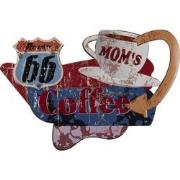 Clayre & Eef Wanddecoratie  60x40 cm Rood Blauw Ijzer Moms Coffee Muur...