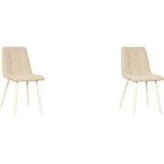 LABEL51 Eetkamerstoel Nino 54x45x89 cm - Zand - Stof - set van 2
