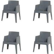 Box tuinstoel donkergrijs 4 stuks