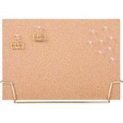 QUVIO Staande memo/kurkbord met prikkers en houder in goud