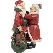 Clayre & Eef Kerstdecoratie Beeld Kerstman 10x10x16 cm Rood Kunststof
