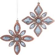 Ornament plastic juwelen sneeuwvlok l13cm