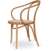 Venice No. 9 houten eetkamerstoel met armleuningen en rotan zitting na...