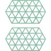 Krumble Siliconen pannenonderzetter Hexagon lang - Groen - Set van 2