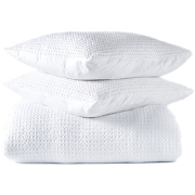 Dekbedovertrek Percal Wafel Katoen Wit 200x220cm + 2/60x70cm