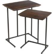 J-Line - Set Van 2 Tafels Rechthoek Ijzer/mangohout Bruin/zwart - 50x3...