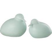 J-Line - S/2 Vogels Dolomiet Groenblauw - 22x16x17cm