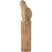 J-Line - Olifant Op Boomstam Mango Hout Naturel Small - 14.5x10x52cm