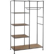 J-Line - Textiel Rek Metaal/hout Zwart - 111x52x181cm