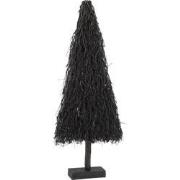 J-Line - Kerstboom Plat Takken Hout Zwart Medium - 50x13x118cm