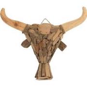 J-Line - Muurdecoratie Stier Drijfhout Naturel Medium - 59x19x53cm