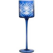 J-Line - Theelichthouder Op Voet Santorini Glas Blauw Large - 9x9x30cm