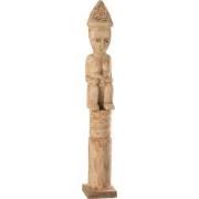 J-Line - Afrikaans Figuur Staand Hout Naturel Medium - 14x14x88.5cm