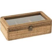 J-Line - Doos Recthoek 6 Compartimenten Rotan/glas Naturel - 34.5x19x1...