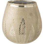 J-Line - Theelichthouder Blad Rond Glas Zilver Medium - 18.5x18.5x18.5...