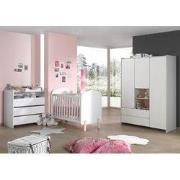 LUCEVI - Kiddy Babybed + Commode 3 laden + 3 Deurs Kleerkast - Wit - 6...