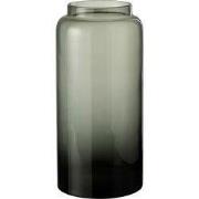 J-Line - Vaas Recht Lang Glas Grijs Small - 19x19x40cm