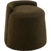 J-Line - Poef Teddy Rond+rugleuing Bouclé Groen - 40x40x38cm