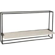 J-Line - Muurrek 1plank Ijzer/marmer Zwart/wit Large - 15.5x65x35cm