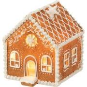 J-Line - Huis Peperkoek Vierkant Ster Led Poly Bruin Medium - 18x15x17...