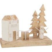 J-Line - Decoratie Huis Cadeau Boom Hout Wit - 40x12x30cm