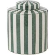 J-Line - Urne Listra Strepen Porselein Groen/wit - 20x20x24cm