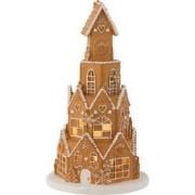 J-Line - Peperkoekenhuis Toren Led Poly Bruin - 26.5x26.5x47cm