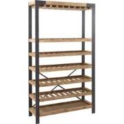 J-Line - Wijnrek 50 Flessen+glazen Hout/metaal Naturel - 114x38x188cm