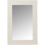 J-Line - Spiegel Rechthoekig Relief Bloem Resine Wit Small - 41.5x4.3x...