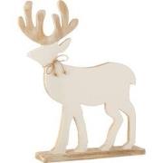 J-Line - Rendier Op Voet Mango Hout Wit/white Wash Large - 45x7x56cm