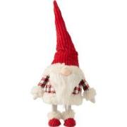 J-Line - Kerstman Staand Wiebel Pluche Rood/wit - 34x33x48cm