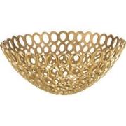 J-Line - Schaal Rond Ringen Aluminium Goud Medium - 43x43x18cm