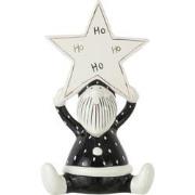 J-Line - Kerstman Zittend Ster Hoho Zwart/wit Large - 20x13x33.5cm